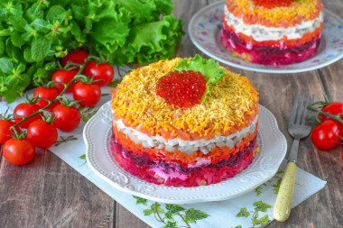 Селедка под шубой с красной рыбой Селедка под шубой с красной рыбой