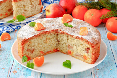 Шарлотка с мандаринами и яблоками в духовке Шарлотка с мандаринами и яблоками в духовке