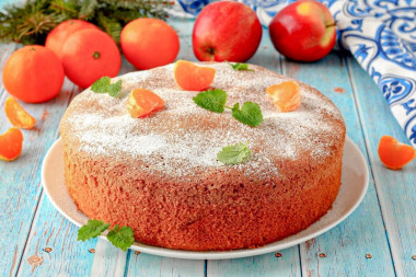 Шарлотка с мандаринами и яблоками в духовке Шарлотка с мандаринами и яблоками в духовке