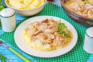 Курица с белыми грибами в сливочном соусе Курица с белыми грибами в сливочном соусе