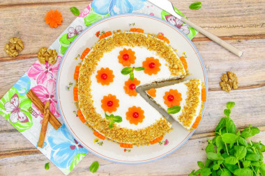 Морковный торт с творожным кремом ПП