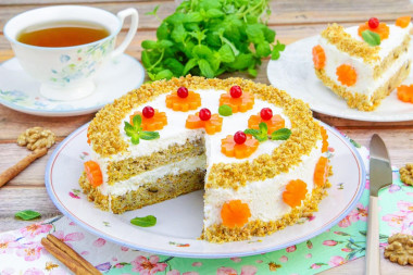 Морковный торт с творожным кремом ПП