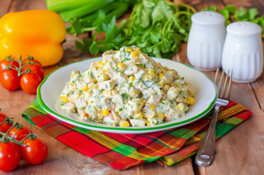 Салат с ананасами куриной грудкой и кукурузой Салат с ананасами куриной грудкой и кукурузой