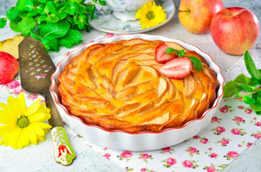 ПП пирог с творогом и яблоками в духовке