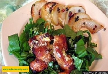 Куриные грудки с карпаччо из груш с соусом Куриные грудки с карпаччо из груш с соусом