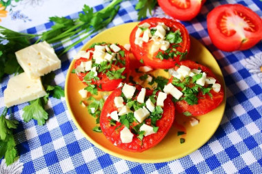 Жареные помидоры с сыром и чесноком Жареные помидоры с сыром и чесноком