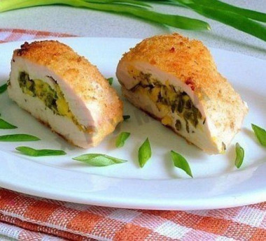 Куриное филе с творогом и зеленью Куриное филе с творогом и зеленью