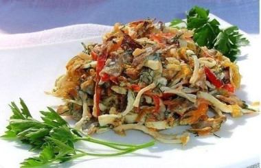 Грибной салат строчки с тыквенным маслом Грибной салат строчки с тыквенным маслом