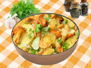 Лисички с картошкой и куриным филе Лисички с картошкой и куриным филе