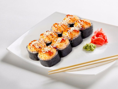 Запеченные роллы с копченой курицей Запеченные роллы с копченой курицей