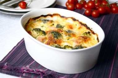 Куриная грудка запеченная с брокколи в сырном соусе Куриная грудка запеченная с брокколи в сырном соусе