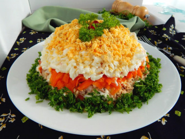 Мимоза салат с красной рыбой слоями