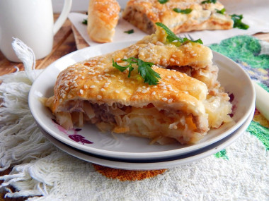 Несладкий рулет Штрудель с картошкой мясом и капустой Несладкий рулет Штрудель с картошкой мясом и капустой