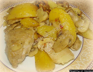 Запеченная картошка с курицей в духовке