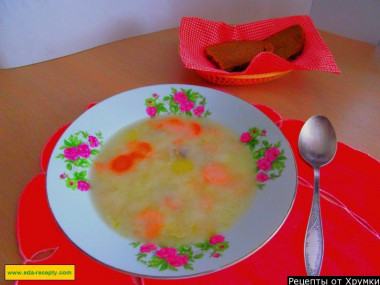 Суп сливочно-сырный с курицей и рисом