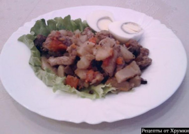 Картофель с грибами и мясом Картофель с грибами и мясом