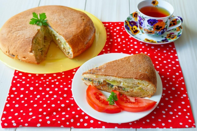 Заливной пирог на кефире в мультиварке Заливной пирог на кефире в мультиварке