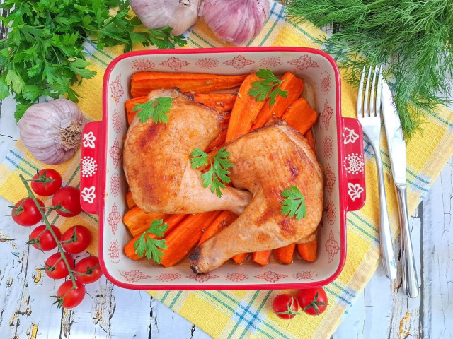 Курица с морковью в духовке Курица с морковью в духовке