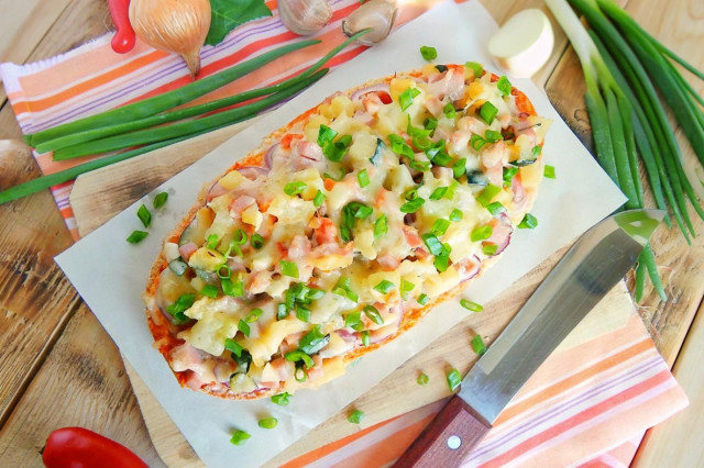 Пицца на хлебе в духовке Пицца на хлебе в духовке