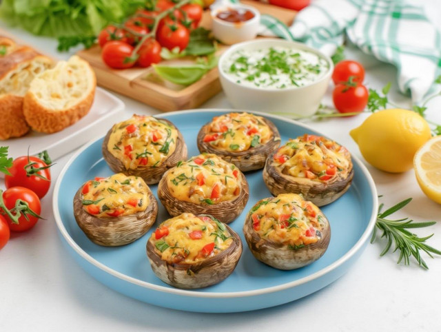 Фаршированные шампиньоны в аэрогриле Фаршированные шампиньоны в аэрогриле