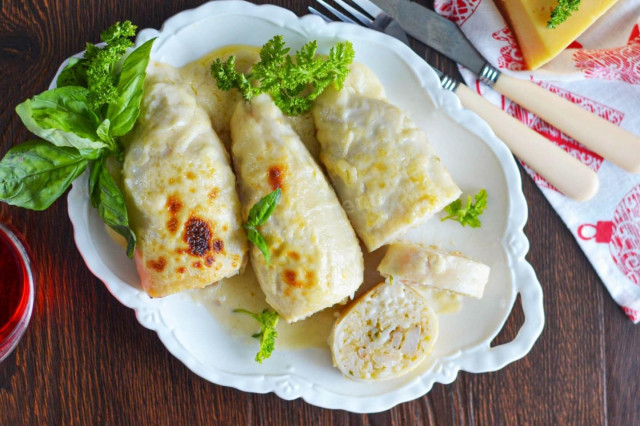 Кальмары фаршированные креветками с сыром и рисом Кальмары фаршированные креветками с сыром и рисом