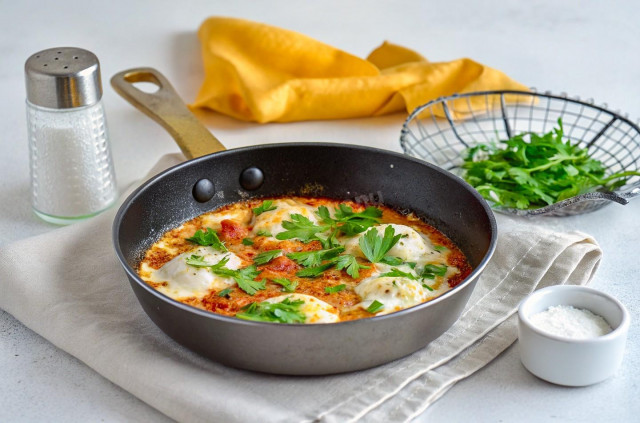 Турецкая шакшука с овощами и яйцами Турецкая шакшука с овощами и яйцами