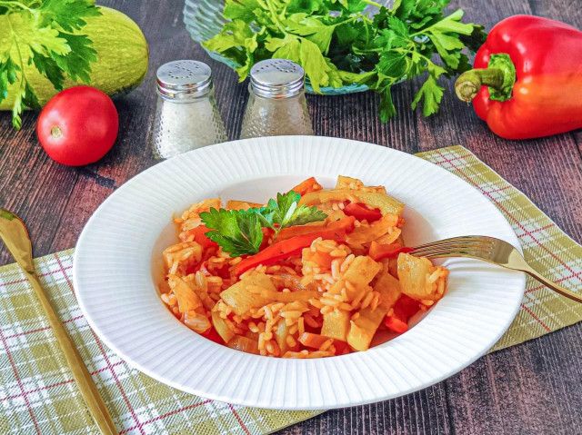 Овощное рагу из кабачков с рисом Овощное рагу из кабачков с рисом