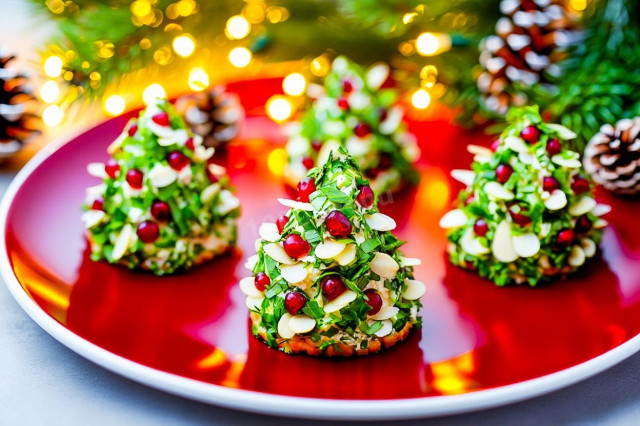 Новогодние канапе Елочки сырные Новогодние канапе Елочки сырные