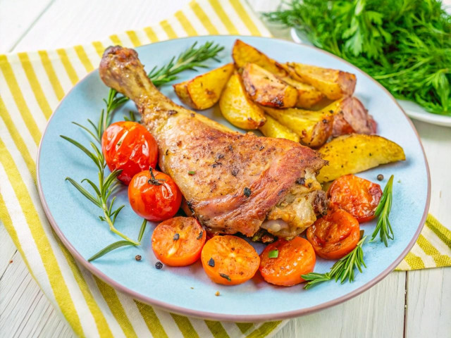 Сочная и ароматная голень индейки в аэрогриле Сочная и ароматная голень индейки в аэрогриле