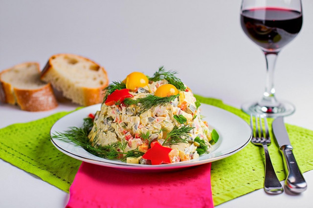 Вегетарианский оливье салат Вегетарианский оливье салат