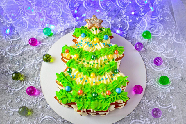 Торт Ёлочка на Новый год из медовых коржей