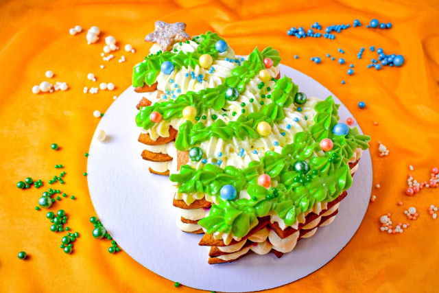 Торт Ёлочка на Новый год из медовых коржей Торт Ёлочка на Новый год из медовых коржей