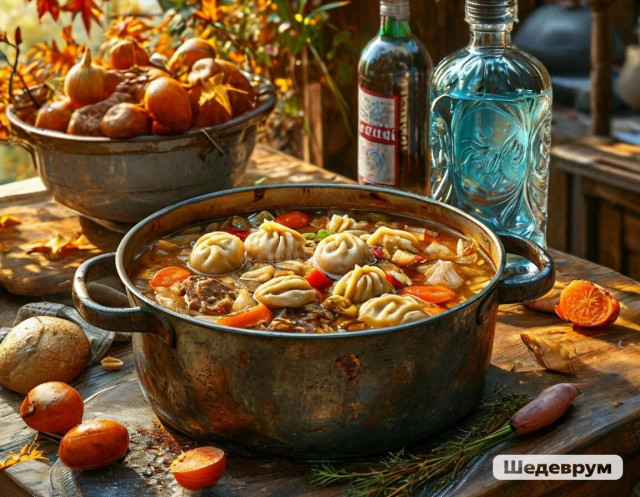 Суп с клецками и тушёнкой Суп с клецками и тушёнкой