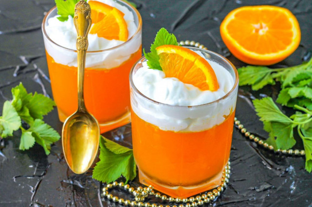 Апельсиновое желе десерт из апельсин Апельсиновое желе десерт из апельсин