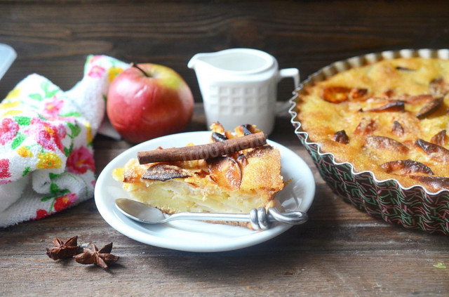 Пирог с яблоками на кефире в духовке