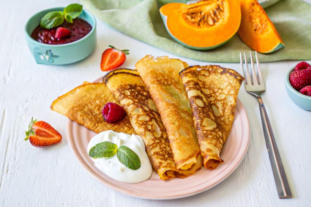 Блины с тыквой на кефире Блины с тыквой на кефире