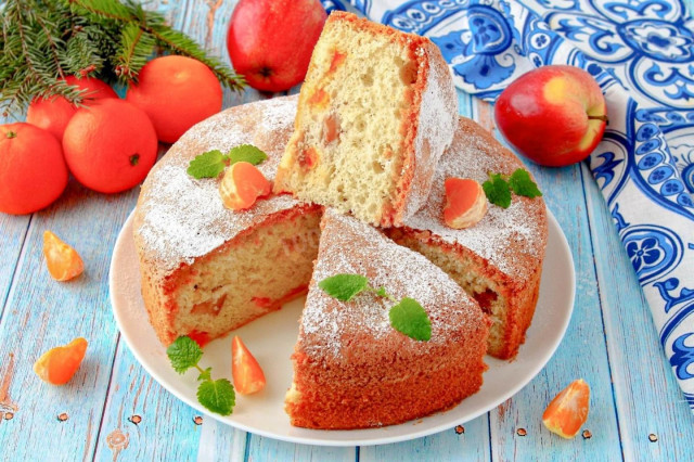 Шарлотка с мандаринами и яблоками в духовке Шарлотка с мандаринами и яблоками в духовке