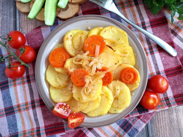 Картошка с овощами в рукаве в духовке Картошка с овощами в рукаве в духовке