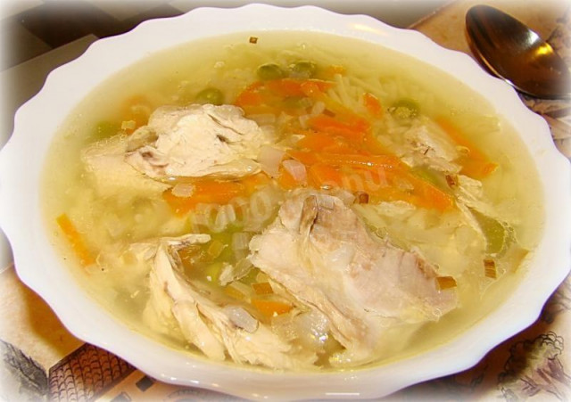 Вкусный суп с курицей, сельдереем и вермишелью