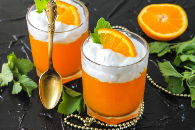 Апельсиновое желе десерт из апельсин