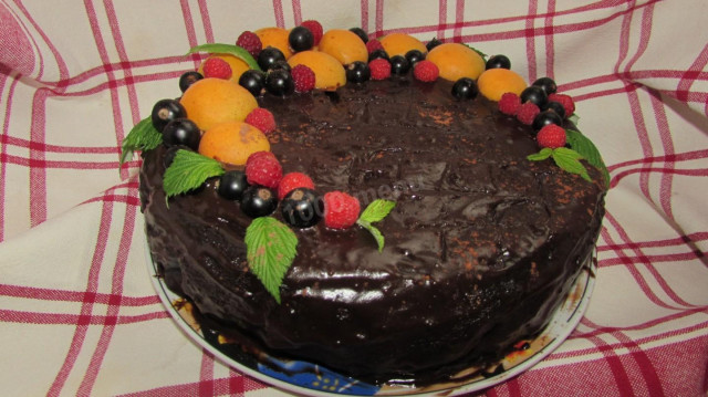 Бисквитный шоколадный торт на растительном масле на кипятке