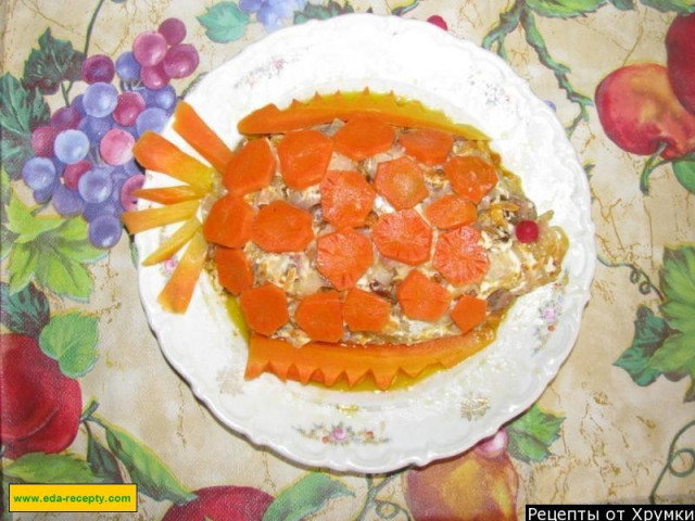 Салат Оранжевая рыбка с майонезом