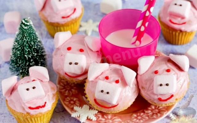 Лимонные кексики Розовые свинки в год Свиньи-Кабана