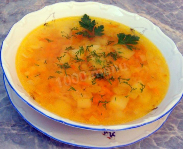 Легкий суп из чечевицы с картошкой