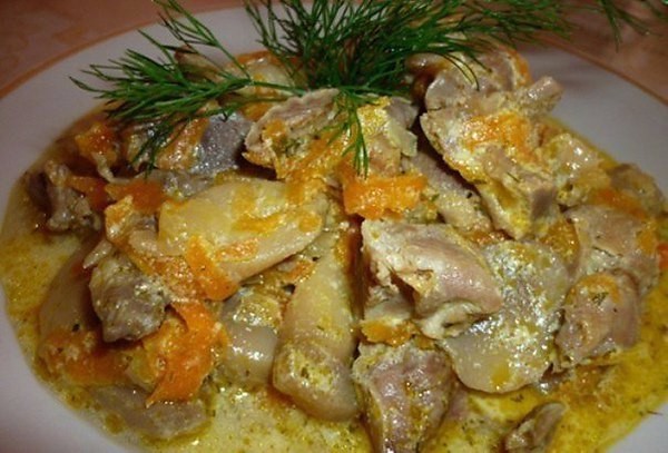 Куриные желудки на сковороде с подливкой: рецепт мягких и сочных блюд