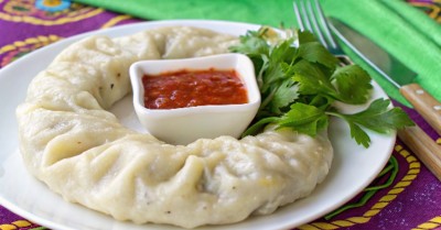 Ханума с фаршем и картошкой в мантоварке пароварке