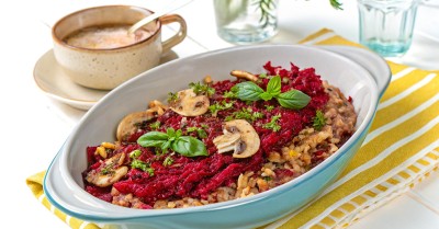 Гречотто с шампиньонами и свеклой
