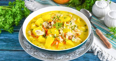 Сырный суп с курицей и плавленным сыром