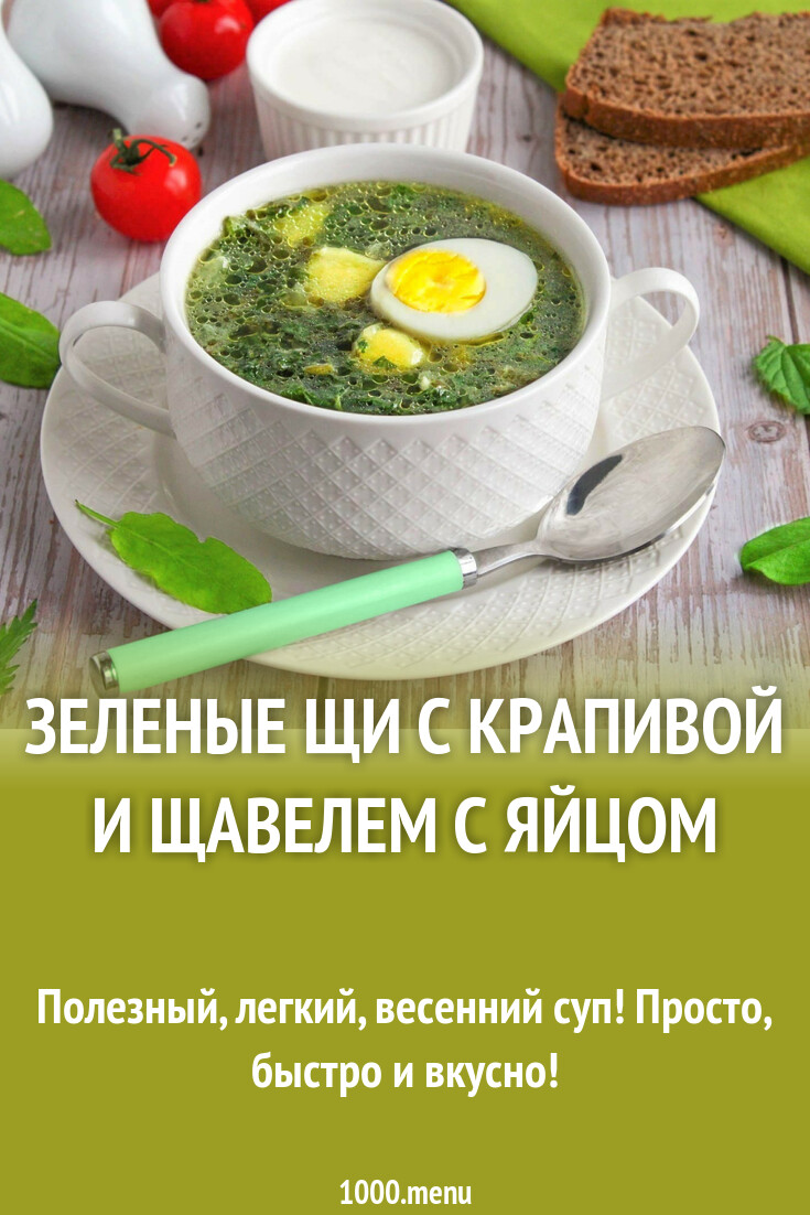 Зеленые щи с крапивой и щавелем с яйцом рецепт с фото пошагово - 1000.menu