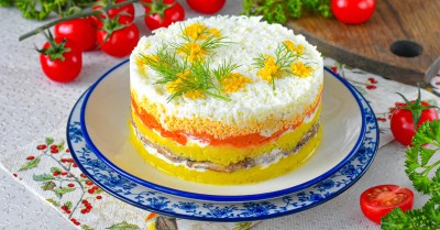 Салат Мимоза со шпротами